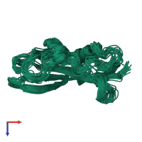 PDB entry 1ssn coloured by chain, ensemble of 20 models, top view.