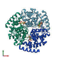 PDB entry 1sst coloured by chain, front view.