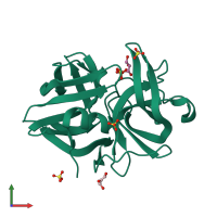 PDB entry 1ssx coloured by chain, front view.
