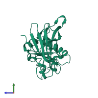 PDB entry 1ste coloured by chain, side view.