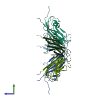 PDB entry 1stm coloured by chain, side view.