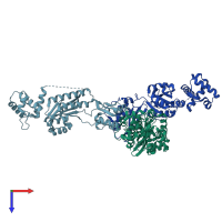 PDB entry 1stz coloured by chain, top view.