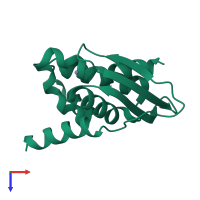 PDB entry 1su0 coloured by chain, top view.
