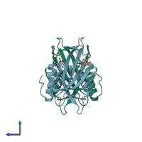 PDB entry 1su2 coloured by chain, side view.