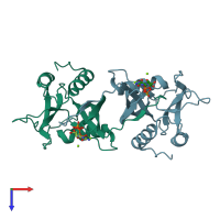 PDB entry 1su2 coloured by chain, top view.