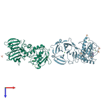 PDB entry 1su3 coloured by chain, top view.