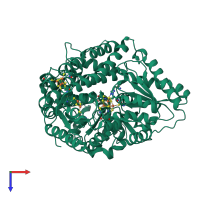 PDB entry 1su7 coloured by chain, top view.