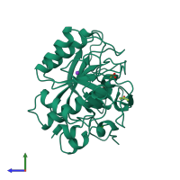 PDB entry 1sub coloured by chain, side view.