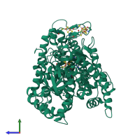 PDB entry 1suf coloured by chain, side view.