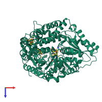 PDB entry 1suf coloured by chain, top view.