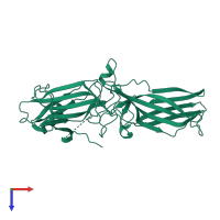PDB entry 1suj coloured by chain, top view.