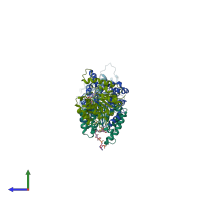 PDB entry 1sus coloured by chain, side view.