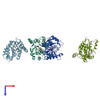 PDB entry 1sus coloured by chain, top view.