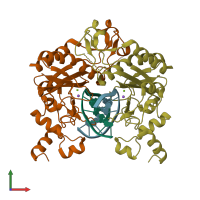 PDB entry 1suz coloured by chain, front view.