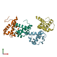 PDB entry 1sv0 coloured by chain, front view.