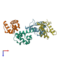 PDB entry 1sv0 coloured by chain, top view.