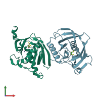 PDB entry 1sv2 coloured by chain, front view.