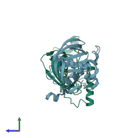 PDB entry 1sv2 coloured by chain, side view.