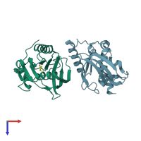 PDB entry 1sv2 coloured by chain, top view.