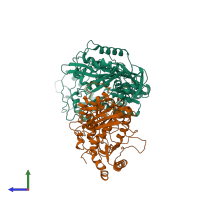 PDB entry 1sv5 coloured by chain, side view.