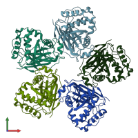 PDB entry 1sv6 coloured by chain, front view.