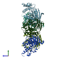 PDB entry 1sv6 coloured by chain, side view.