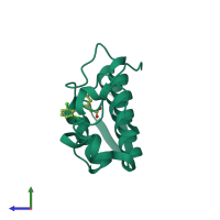 PDB entry 1sv9 coloured by chain, side view.