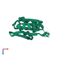 PDB entry 1svq coloured by chain, ensemble of 20 models, top view.