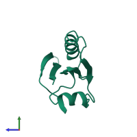 PDB entry 1svr coloured by chain, side view.