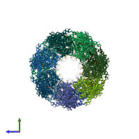 PDB entry 1svt coloured by chain, side view.