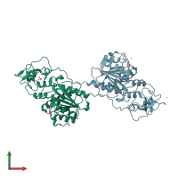 PDB entry 1svu coloured by chain, front view.