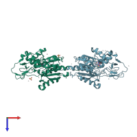 PDB entry 1svu coloured by chain, top view.