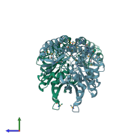 PDB entry 1svv coloured by chain, side view.