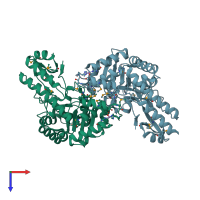 PDB entry 1svv coloured by chain, top view.