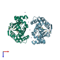 PDB entry 1sw1 coloured by chain, top view.