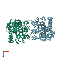 PDB entry 1sw7 coloured by chain, top view.