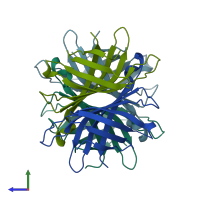 PDB entry 1swb coloured by chain, side view.