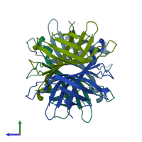 PDB entry 1swh coloured by chain, side view.