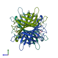 PDB entry 1swp coloured by chain, side view.