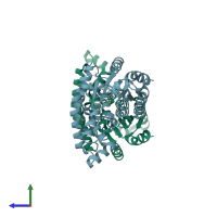 PDB entry 1swv coloured by chain, side view.