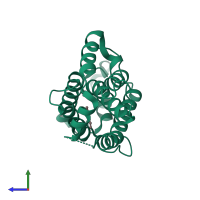 PDB entry 1swx coloured by chain, side view.