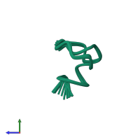 PDB entry 1sx0 coloured by chain, ensemble of 20 models, side view.