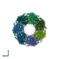 PDB entry 1sx4 coloured by chain, side view.
