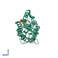 PDB entry 1sx6 coloured by chain, side view.