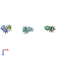 PDB entry 1sxg coloured by chain, top view.