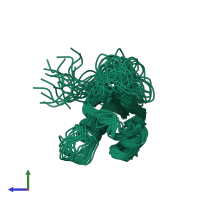 PDB entry 1sxl coloured by chain, ensemble of 17 models, side view.