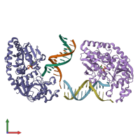 PDB entry 1sxq coloured by chain, front view.
