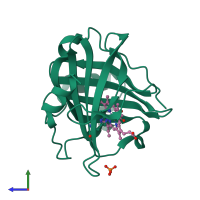 PDB entry 1sy3 coloured by chain, side view.