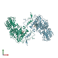 PDB entry 1sy7 coloured by chain, front view.