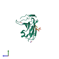 PDB entry 1syl coloured by chain, side view.